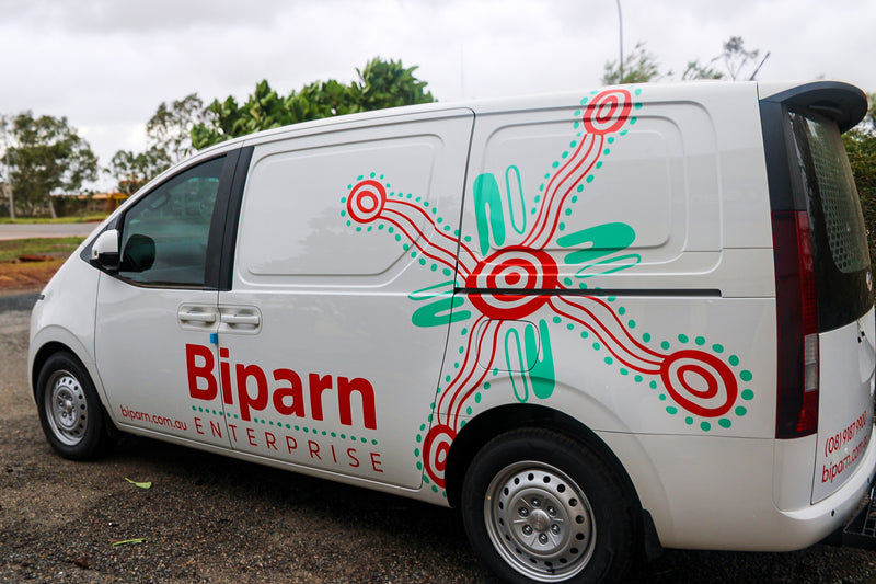 Green and orange custom vehicle wrap for Biparn Enterprise installed in Karratha WA by C Signs Pilbara
