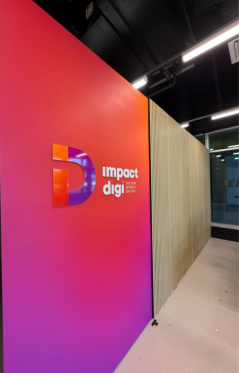 Impact Digi interior wall branding on bright gradiant feature wall installed in Karratha by C Signs