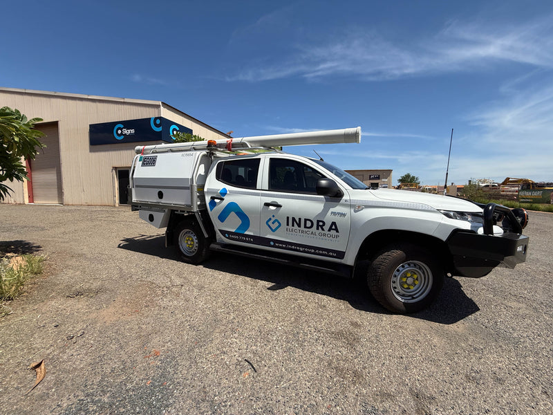 White work vehicle with custom business branding wrap installed in Karratha by C Signs Pilbara