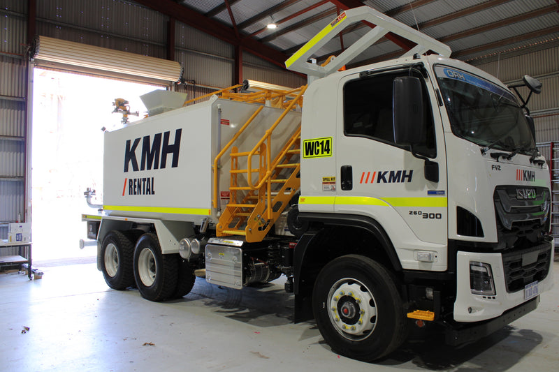KMH Rental branded truck and elevated access equipment signage installed in Karratha WA