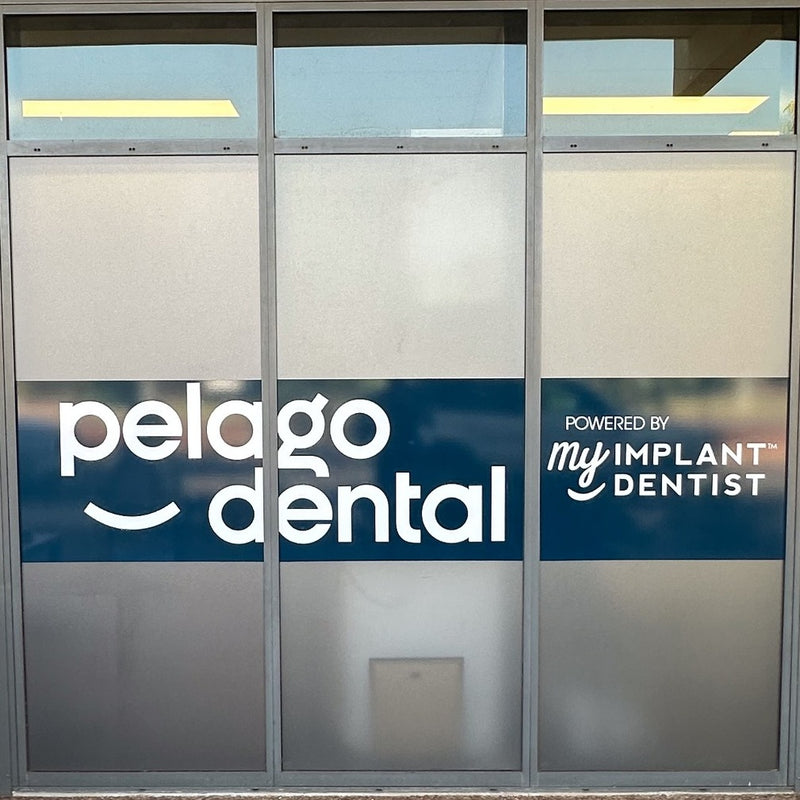 Pelago Dental frosted window signage and branding applied to a glass shopfront installed in Karratha by C Signs
