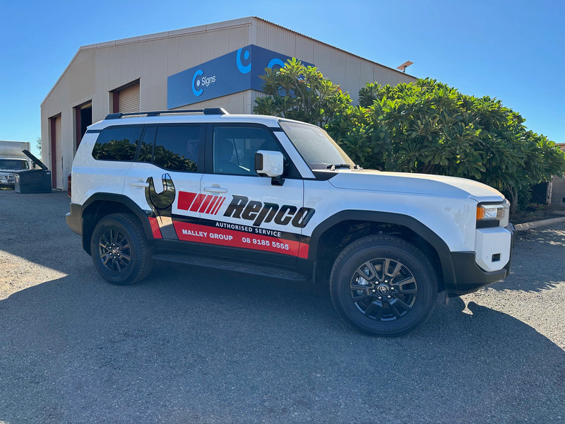 Repco black and red vehicle wrap signage installed in Karratha by C Signs Pilbara