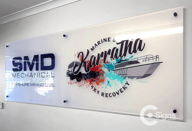 SMD Mechanical wall sign with layered logo graphics installed in Karratha by C Signs Pilbara